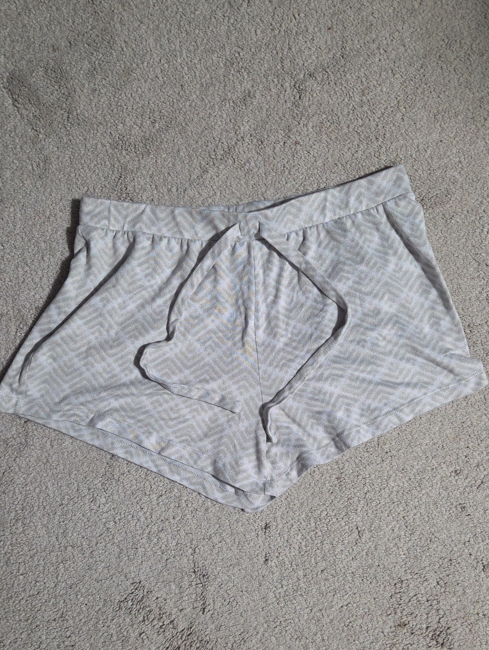 Cozy Light Gray Chevron Lounge Shorts with Drawstring